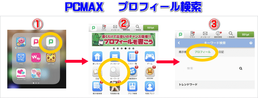 PCMAXプロフィール検索